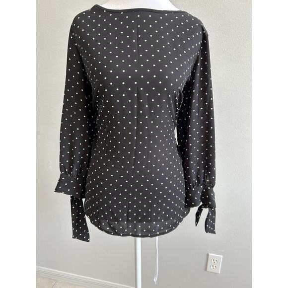 Polka Dot Travel Friendly Women’s Blouse 3/4 Sleeve Sheer Timeless Versatile Med - Picture 1 of 10